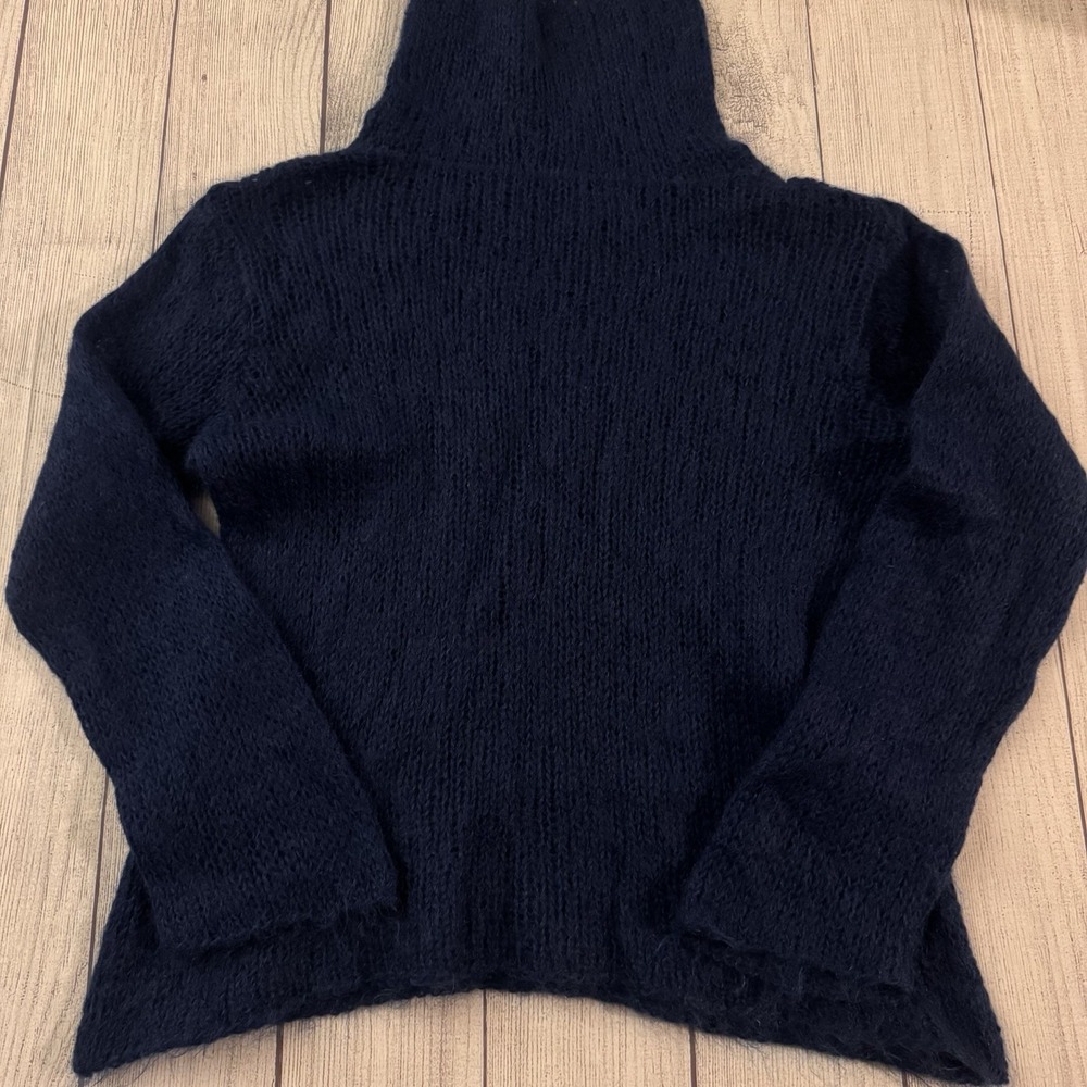 Eileen Fisher Women's M Navy Blue Mohair Wool Blend Turtleneck Sweater Oversized